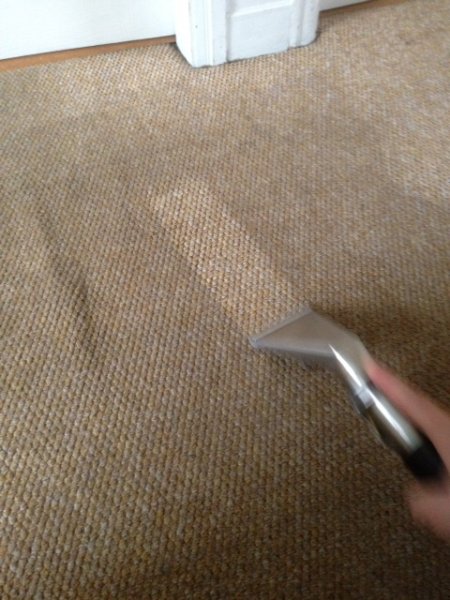carpet cleaning test on dirty carpet